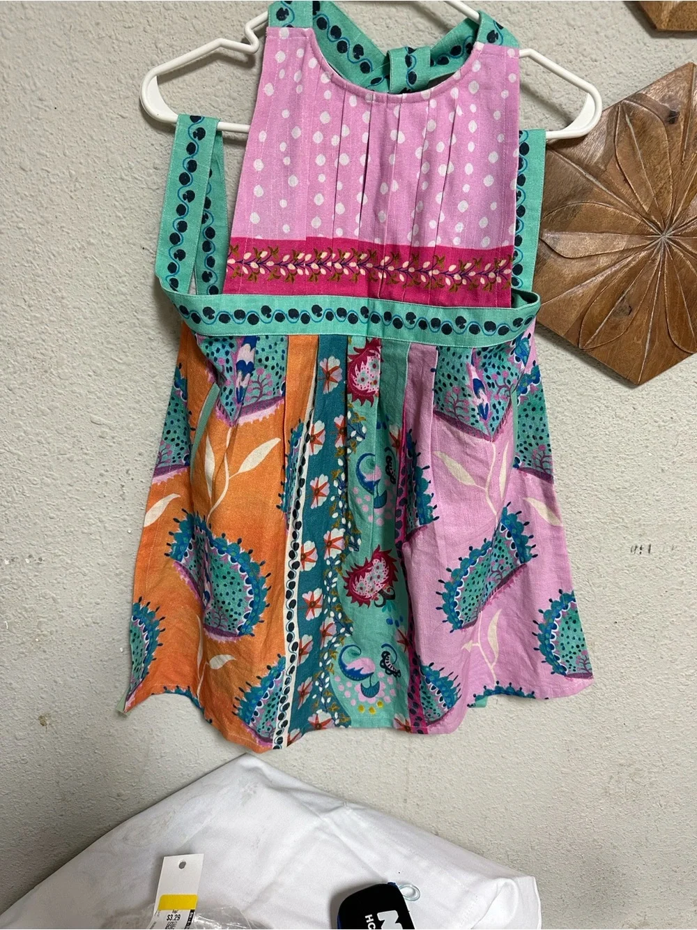 Anthropologie Pink, Turquoise & Orange Patchwork apron